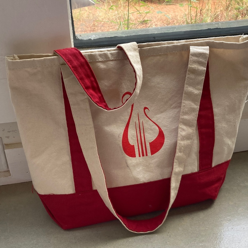 Red and Cream alpha chi omega lyre canvas  Tote Bag